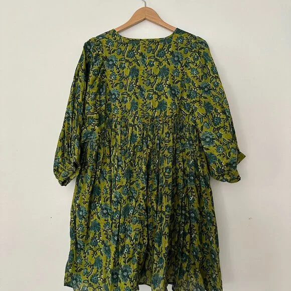 NWT Natural Life Aimee Mini Tunic Dress - Olive Floral Border - Size Large - Picture 5 of 8